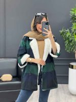 پالتو چهارخونه یقه تدی کد 3985 - تصویر 4