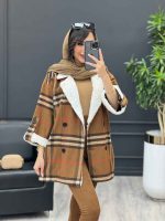 پالتو چهارخونه یقه تدی کد 3985 - تصویر 3