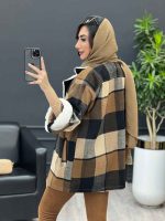 پالتو چهارخونه یقه تدی کد 3985 - تصویر 11