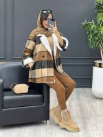 پالتو چهارخونه یقه تدی کد 3985 - تصویر 19