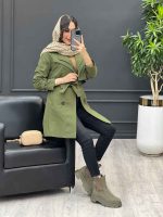 بارانی یقه دوبل کد 3978 - تصویر 2