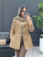 بارانی ده دکمه کمر کش کد 3818 - تصویر 4
