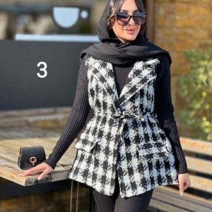 ژیله دو جیب پاکتی کمردار کد 3963