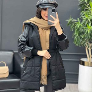 کاپشن مموری آستین چرم کد 3996