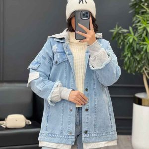 جین ترکیبی آستین دورس کد 4029