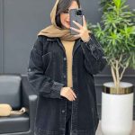 مانتو جین جلو دکمه آستین پاگن کد4040