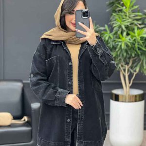 مانتو جین جلو دکمه آستین پاگن کد4040