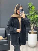 مانتو جین جلو دکمه آستین پاگن کد4040 - تصویر 7