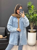 مانتو جین جلو دکمه آستین پاگن کد4040 - تصویر 2