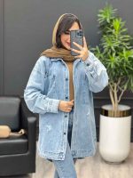 مانتو جین جلو دکمه آستین پاگن کد4040 - تصویر 4