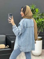 مانتو جین دوجیب زاپ دار کد 4038 - تصویر 4