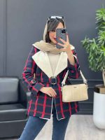 پالتو چهارخونه یقه خز کد 4009 - تصویر 12