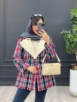 پالتو چهارخونه یقه خز کد 4009 - تصویر 13