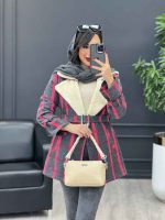 پالتو چهارخونه یقه خز کد 4009 - تصویر 10