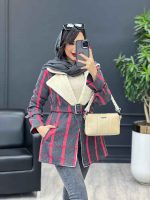پالتو چهارخونه یقه خز کد 4009 - تصویر 2