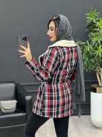 پالتو چهارخونه یقه خز کد 4009 - تصویر 4