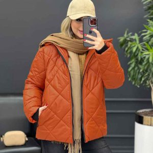 کاپشن لوزی دوزی جیب زیپ کد 4022
