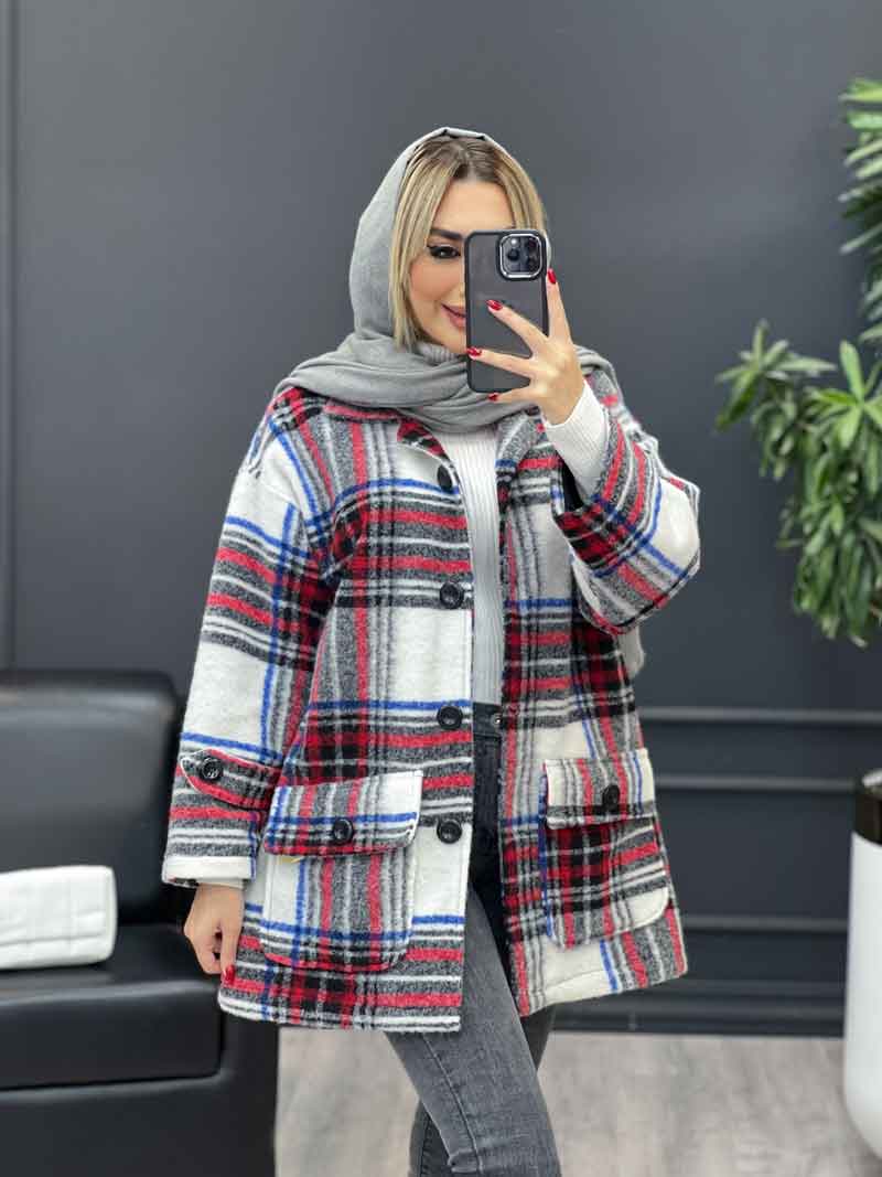 پالتو چهارخونه آستین پاگن کد 4094 پالتو چهارخونه آستین پاگن کد 4094