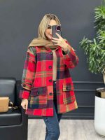 پالتو چهارخونه آستین پاگن کد 4094 - تصویر 5