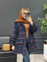 پالتو چهارخونه آستین پاگن کد 4094 - تصویر 2