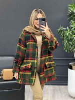 پالتو چهارخونه آستین پاگن کد 4094 - تصویر 4
