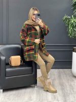 پالتو چهارخونه آستین پاگن کد 4094 - تصویر 8