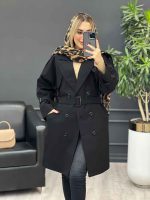 بارانی شش دکمه ژیله گرد بلند کد 3929 - تصویر 14