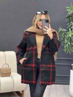 پالتو چهارخونه یقه انگلیسی کد 4166 - تصویر 3