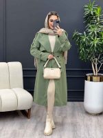 بارانی بلند آستین پاگن کد 4146 - تصویر 5