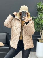 کاپشن لوزی دوزی جیب زیپ کد 4226 - تصویر 5