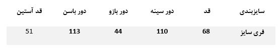 جدول سایز
