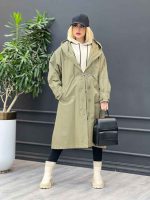 بارانی بلند آستین کمربندی کد 3792 - تصویر 11