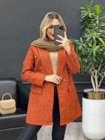 مانتو حصیری دکمه طلایی کد 3848 - تصویر 7