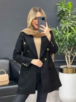 مانتو حصیری دکمه طلایی کد 3848 - تصویر 22