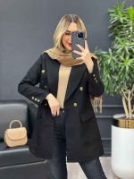 مانتو حصیری دکمه طلایی کد 3848 - تصویر 6
