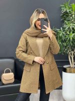 مانتو حصیری دکمه طلایی کد 3848 - تصویر 12
