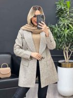 مانتو حصیری دکمه طلایی کد 3848 - تصویر 17