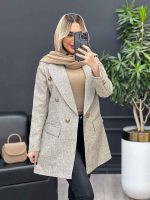 مانتو حصیری دکمه طلایی کد 3848 - تصویر 11