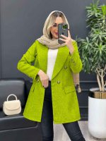 مانتو حصیری دکمه طلایی کد 3848 - تصویر 2