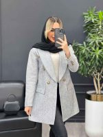 مانتو حصیری دکمه طلایی کد 3848 - تصویر 5