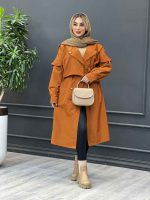بارانی بلند سرشانه ژیله دار کد 3765 - تصویر 19