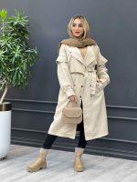 بارانی بلند سرشانه ژیله دار کد 3765 - تصویر 18