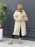 بارانی بلند سرشانه ژیله دار کد 3765 - تصویر 12