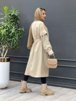 بارانی بلند سرشانه ژیله دار کد 3765 - تصویر 7