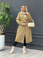 بارانی بلند سرشانه ژیله دار کد 3765 - تصویر 17