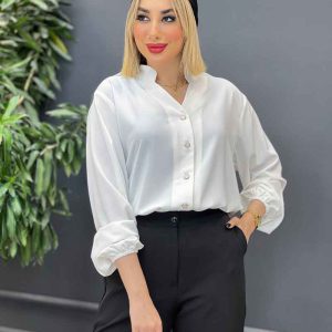 شومیز ساده جلو دکمه کد 2416