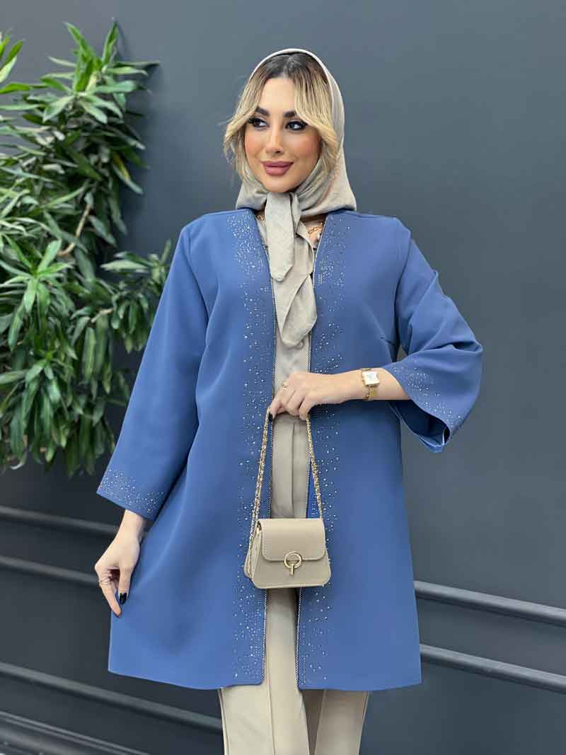 مانتو جلو باز نگین دار کد 4281 مانتو جلو باز نگین دار کد 4281