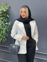مانتو جیب نما دکمه طلایی کد 4314 - تصویر 7
