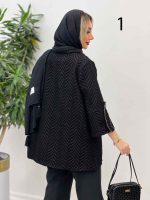 مانتو فکورا مروارید دوزی کد 4310 - تصویر 6