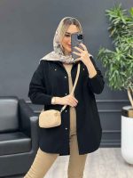مانتو کتان دو جیب کد 4307 - تصویر 4